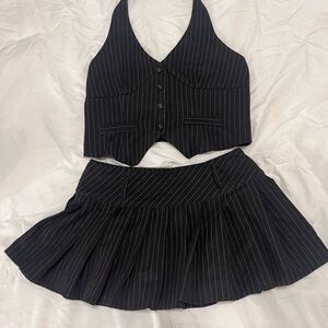 Black Pinstripe Skirt